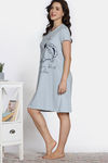 Zivame Farm Lore Knit Cotton Knee Length Nightdress - Sky Blue — thumbnail 3